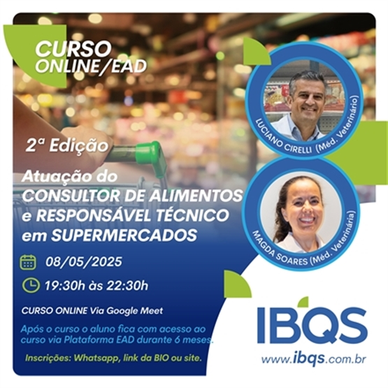 ONLINE - Atuação do Consultor de Alimentos e Responsável Técnico em Supermercados