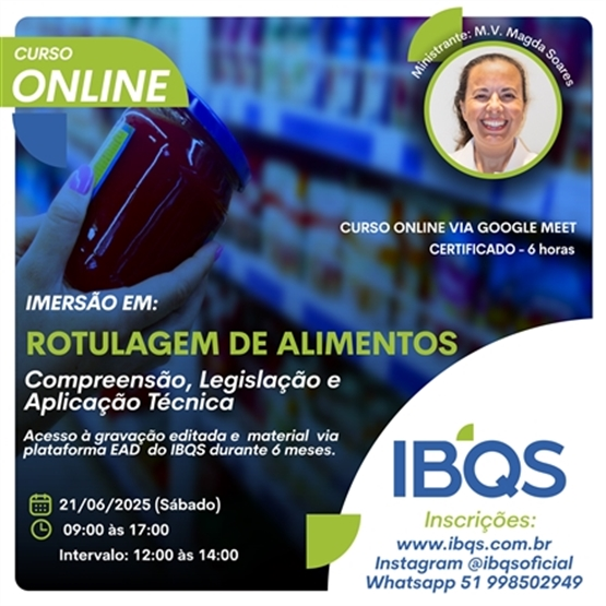 (ONLINE) ROTULAGEM DE ALIMENTOS - Compreensão, Legislação e  Aplicação Técnica