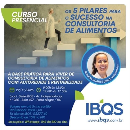 PRESENCIAL - Os 5 Pilares para o Sucesso na Consultoria de Alimentos